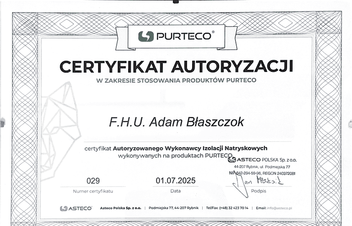Certyfikat Autoryzacji PURTECO